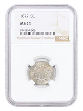 1872 5C NGC MS64 - Shield Nickel picture