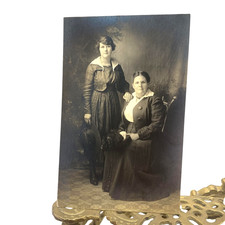 Vintage C1910s Two Women Portrait RPPC Real Photo Postcard AZO Canada 3.5x5.5 picture