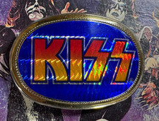 KISS LOGO BLUE VINTAGE 1978 PACIFICA PRISM BELT BUCKLE ACE PETER GENE PAUL -NICE picture