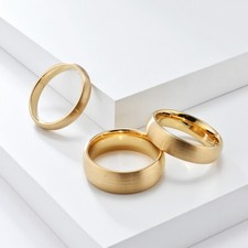 4/6/8mm Tungsten Steel Band Mens Womens Silver/Gold/Black Brushed Ring Size 6-12 picture