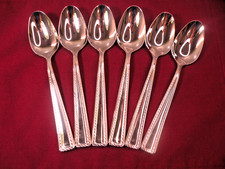 Set of 6 Oval Soup/Place Spoons Oneida Stainless FLOURISH Rope Edge Flatware 7