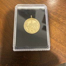 Erte I LOVE YOU SIGNED  GOLD MEDALLION NECKLACE PENDANT ADAM & EVE  ~ NEW picture