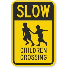 Slow Children Crossing Aluminum Weatherproof Sign c01831 picture