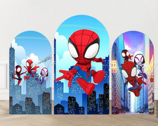 Spidey and Amazing Friend Arch Backdrop Cover Boys Birthday Party Background picture