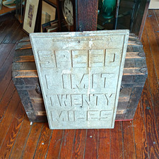 Rare Antique Cast Aluminum Traffic  SPEED LIMIT 20 MILES Sign J Horni Newark NJ  picture
