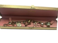 Rare 2006 Limited Edition Juicy Couture Gold Tone Charm Bracelet and Box Y2k picture