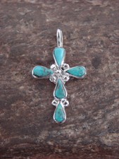 Native American Sterling Silver Turquoise Cross Pendant - Vacit picture