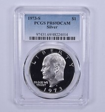 1973-S Eisenhower $1 Silver PR69 DCAM PCGS Blue Label picture