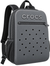 Crocs Backpack GRAY Laptop School Book Bag Large Zip Pockets Padded Straps NWT picture