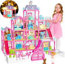 Doll House for Girls,13 Rooms Dollhouse with 2Dolls Figure, Lights, Puppies,Furn picture