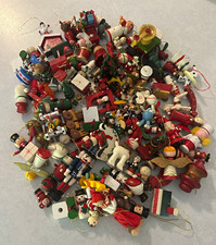 Huge Lot of vintage wooden  Christmas Ornaments 100+ piece assortment picture