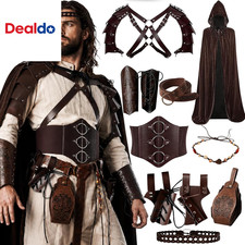 Mens Renaissance Costume Set Medieval Pirate Viking Cosplay Halloween 11 Pcs picture