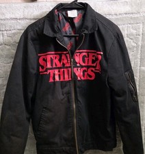 Stranger Things Netflix Jacket Black With Print On Back L Mens/Unisex Rare  picture