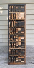 Antique Thompson Printers Furniture Half Case Letterpress Cabinet Wood Blocks picture