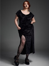 Nightfall Torrid, Shirt, Skirt Halloween Bat damask deep black burnout velvet picture