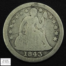 1843 O Seated Liberty Silver Dime 10C - Cleaned picture