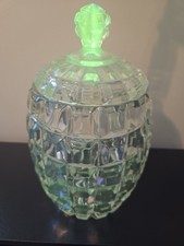 Antique  UV glow Duncan Miller Block Biscuit Jar  EAPG Beautiful UV Glow 1889 9