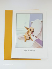 Funny Happy 21st Birthday Card- Dog in Toilet - DRINK RESPONSIBLY picture