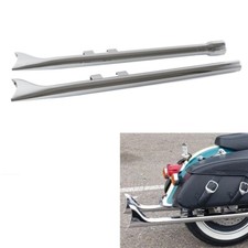 Chrome 36” Fishtail Exhaust Pipe Slip Ons for Harley Touring Road King 2017-UP picture