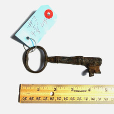 Antique 18th/19th C. Hand Forged Wrought Iron Gate Key-Heavy Skeleton Key 4 5/8