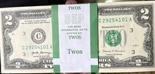 2017 Sequential $2 Federal Reserve Note Strap Bundle Banknote Uncirculated picture