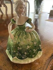 Coalport Bone China Figurine “Blanche”  Perfect Condition w Green Dress 8” high picture