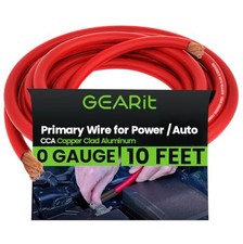 Power Cable 0 Gauge 10 Ft Red Copper Clad Aluminum 12V Amp Battery Wiring picture