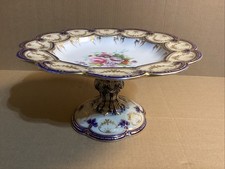 ENGLISH HAND PAINTED DESSERT COMPOTE  CIRCA 1830 FLORAL GOLD TRIM COALPORT #2 picture