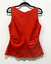 Madewell Women's  red Linen Woven Sleeveless Scoop Zip Back Top S4NZ465 NWT picture