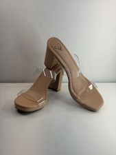 Windsor | Nude Heels Women’s Vinyl Transparent Strap Minimalist Glam Clean Girl picture