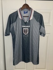 ENGLAND 1996 1997 AWAY FOOTBALL SHIRT SOCCER JERSEY UMBRO SZ M MEN GRAY picture