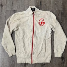 Kidrobot Sweatshirt Mens Medium Gray Red Logo Mock Neck Fleece Streetwear picture