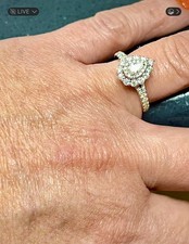 14k White Gold Round Diamond Halo Engagement Ring Pavé Band Size 6 2mm picture