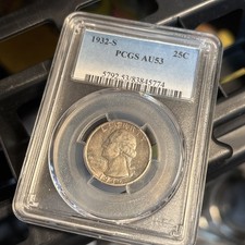 1932 S Washington 90% Silver Quarter PCGS AU 53, Key Date, Low Mintage Coin picture