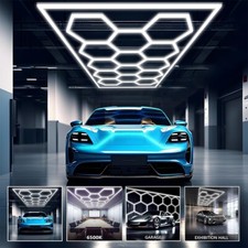 14 Hexagon LED Lighting Car Detail Garage Workshop Gym Honeycomb Lights 6500K US picture