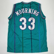 Facsimile Autographed Alonzo Mourning Charlotte Teal Jersey Size Mens XL picture