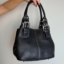 Tignanello vintage y2k black leather handbag with silver hardware picture