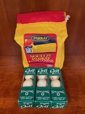 VINTAGE KRAFT PARKAY LOGO PROMOTIONAL GOLF BALL PACK WITH 9 SPALDING GOLF BALLS picture