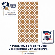 Veranda (4 ft. x 8 ft). Sierra Cedar Classic Diamond Vinyl Lattice Panel fading picture