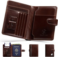 LORZOR Passport Holder for Travel: Full Grain Leather Passport Cover with Air... picture