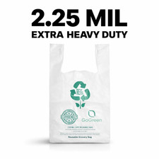 Extra Heavy Duty 1/6 T-Shirt Grocery White Bags 2.25 Mil 21x6.5x11.5 Plastic Bag picture