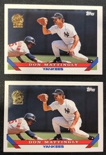 (2)x 1993 Topps Don Mattingly Inaugural Florida Marlins Baseball Gold Foil Cards picture