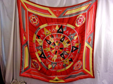 Vintage Hermes Paris Silk Scarf La Rose des Vents Coral Pinks picture
