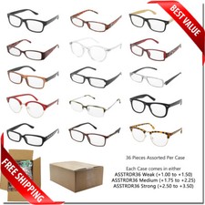 READING GLASSES WHOLESALE BULK LOT 36 PCS MIX STYLES WEAK MEDIUM STRONG POWERS picture