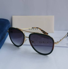 Authentic Gucci GG0062S 003 57mm Aviator Sunglasses Green/Red Unisex Sunglasses picture