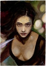 X-Men: Psylocke - 9x13 Oil Painted Original Art by Zav Kateryne - NOT a Print picture