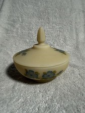Vintage Fenton Hand-Painted Signed Satin Glass Covered Candy Dish picture