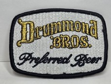 VTG Drummond Bros Beer Patch Embroidered Brewery Uniform Badge White Gold 3.5 picture