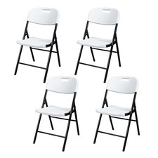 4-20PC Commercial Contoured Outdoor Plastic Folding Chair Steel Frame Seat White picture