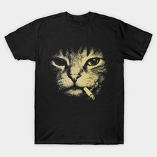 Smoking Cat Funny Internet Animal Meme Graphic Unisex T‑Shirt picture